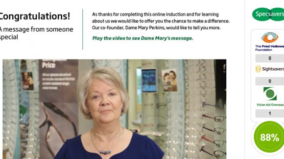 Screenshot of Specsavers' online induction