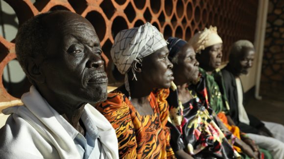 Patients waiting to attend a trachoma clinic.