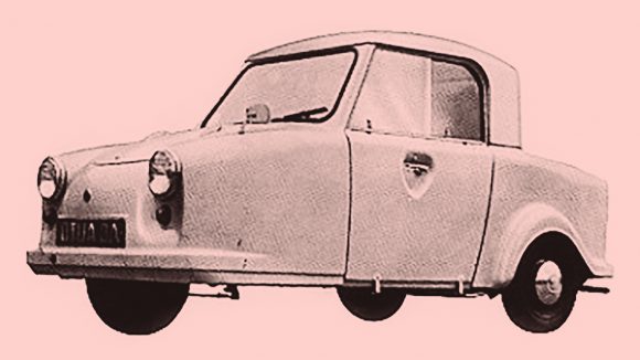 An Invacar three-wheeled car for people with disabilities.