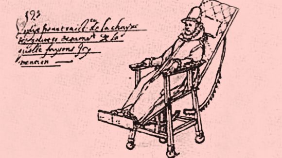 A historical illustration of King Phillip in his wheeled chair.