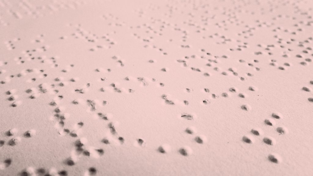 A close-up of text in braille.