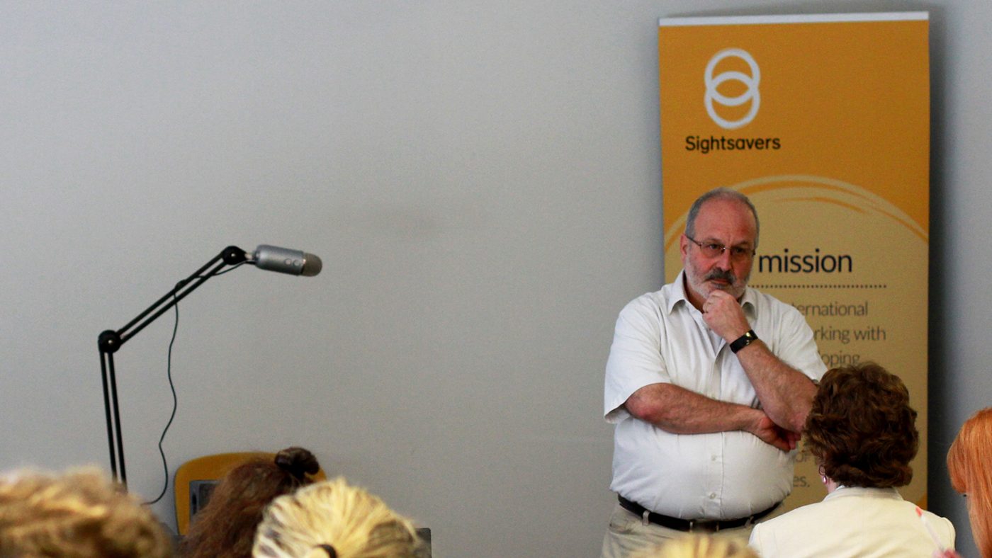 Graeme Whippy speaking to Sightsavers staff.