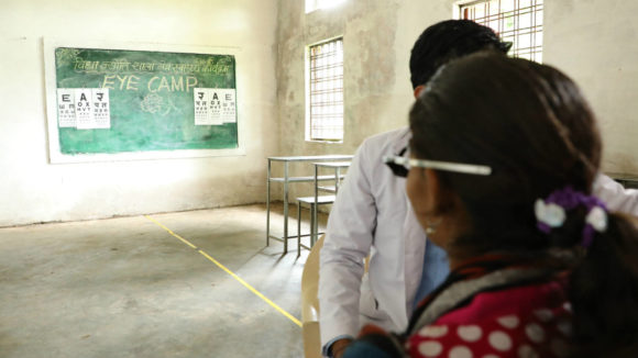 Roshani at a school eye screening in India.