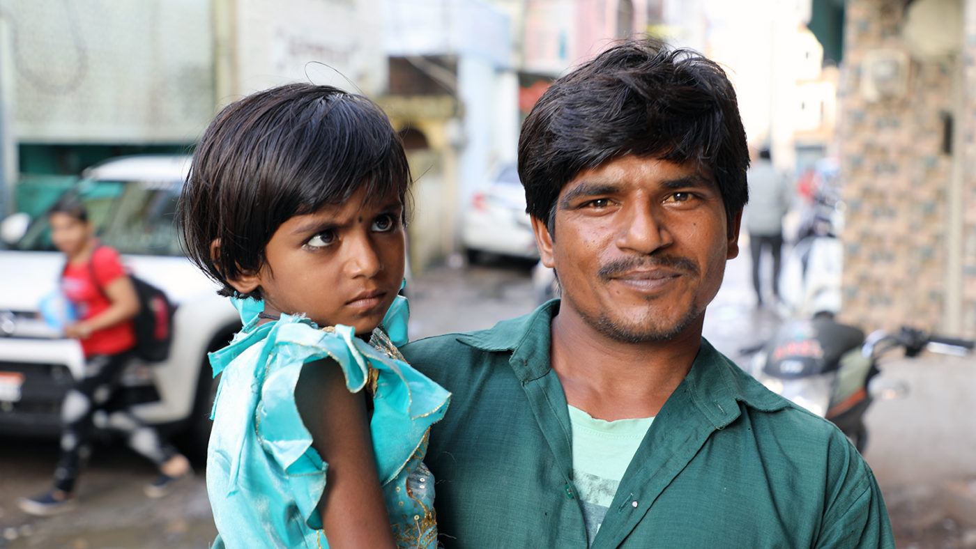 Rukmani with her father after her cataract operation.