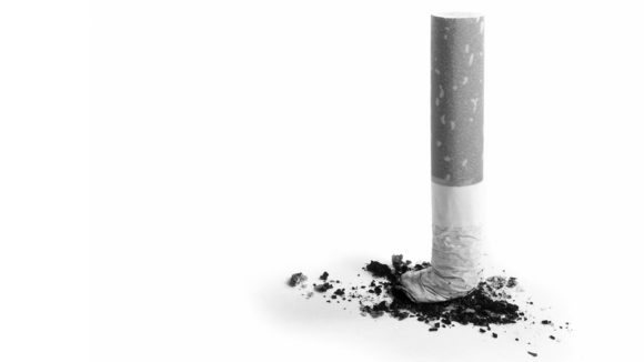 A stubbed-out cigarette.