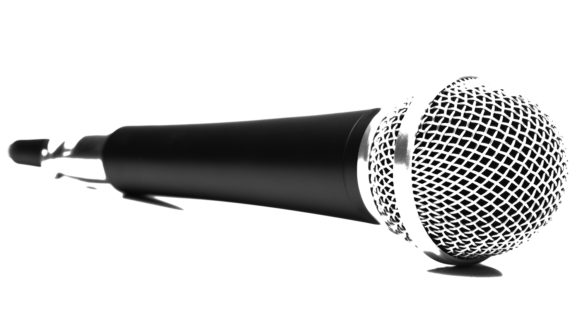 A microphone lying on the ground.