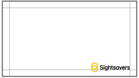 Diagram showing the Sightsavers logo positioned in the bottom-right corner of a page.