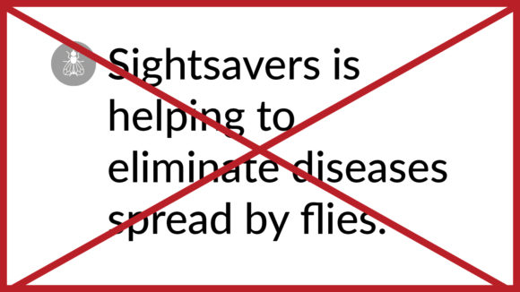 An example where the icon is very small compared with the text. The image has a red cross through it to indicate it is incorrect.