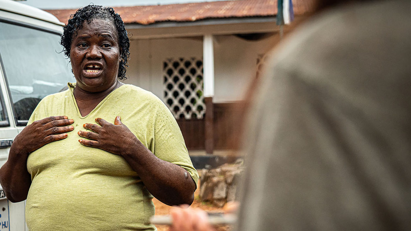 Headteacher Kady Moore talks outside her school.