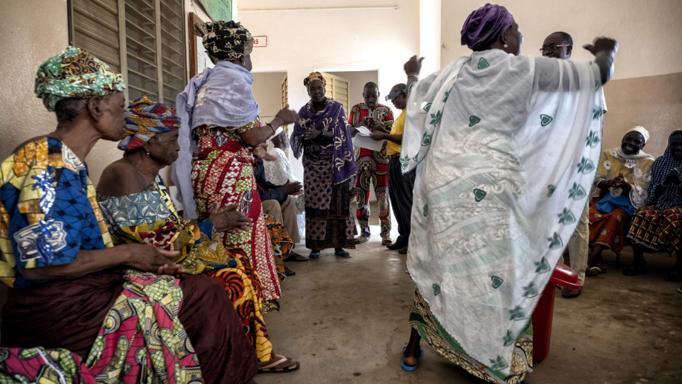 Gani Dao dances in the waiting room at the hospital.