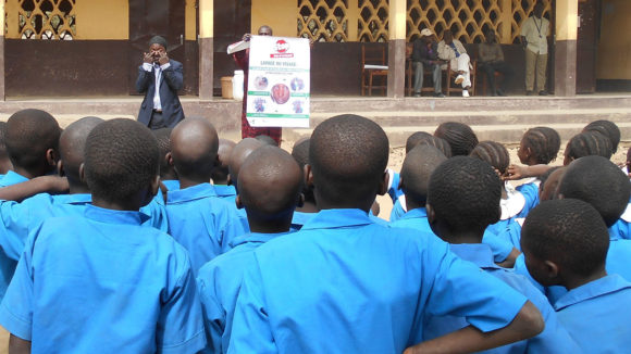 Teaching communities how they can be protected from trachoma.