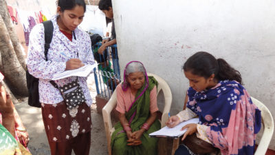 Community health workers gathering data in Bhopal, India.
