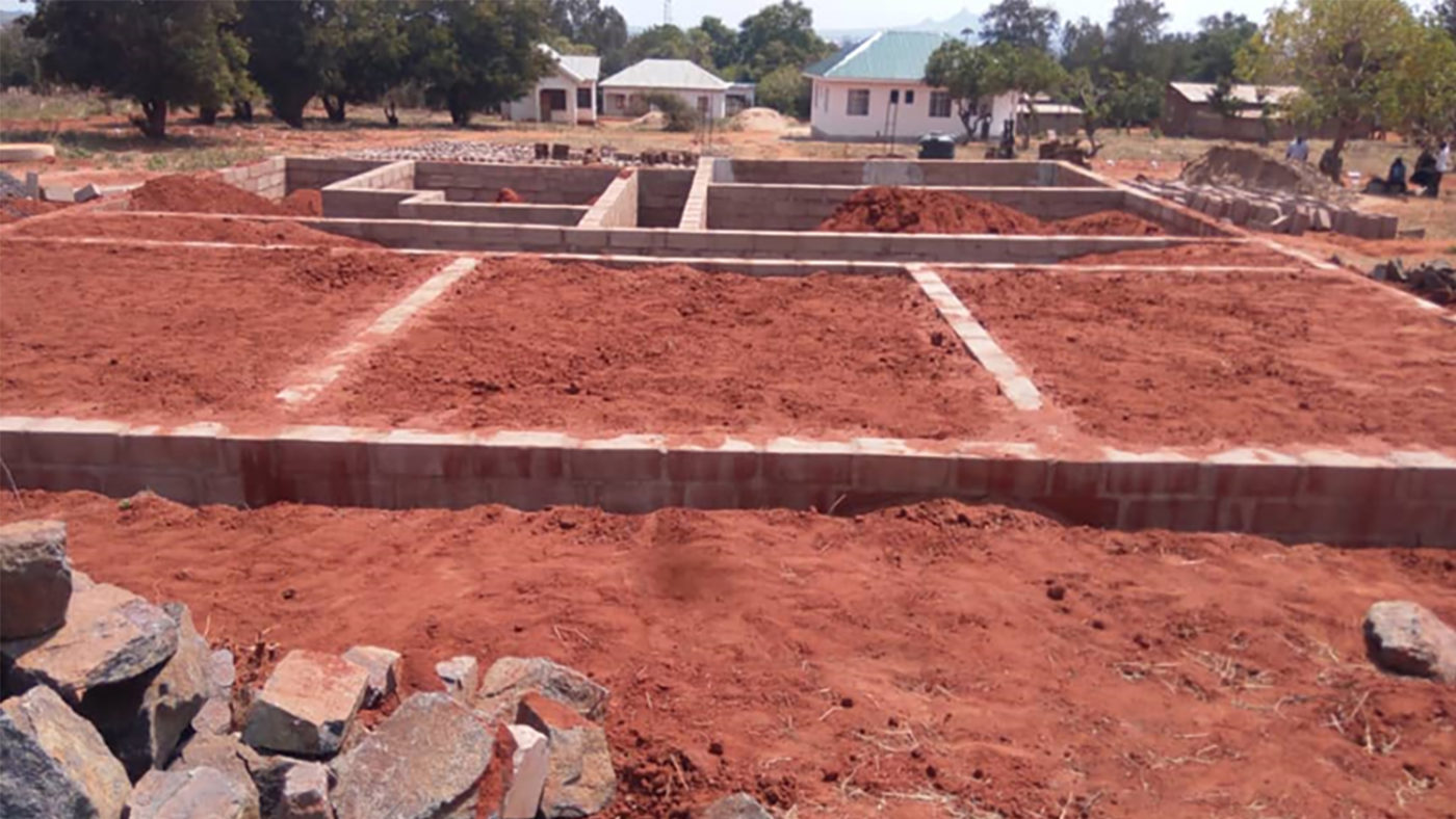 The foundations of a building.
