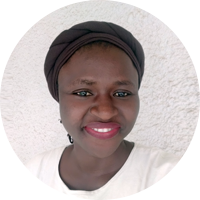 A woman smiling.