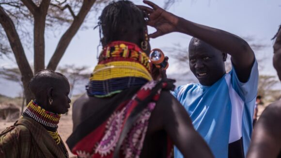 Community member is screened for trachoma in Turkana, Kenya