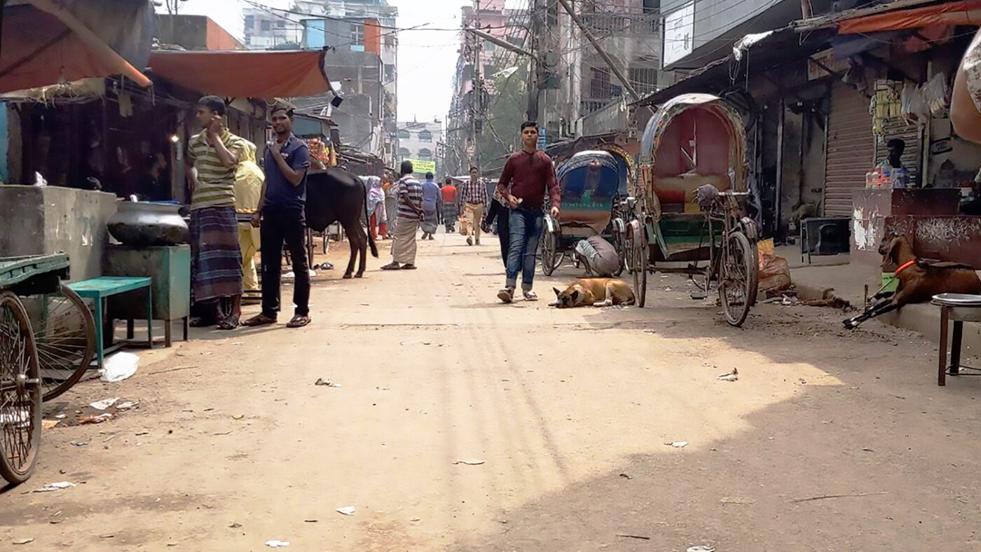 A busy urban street.