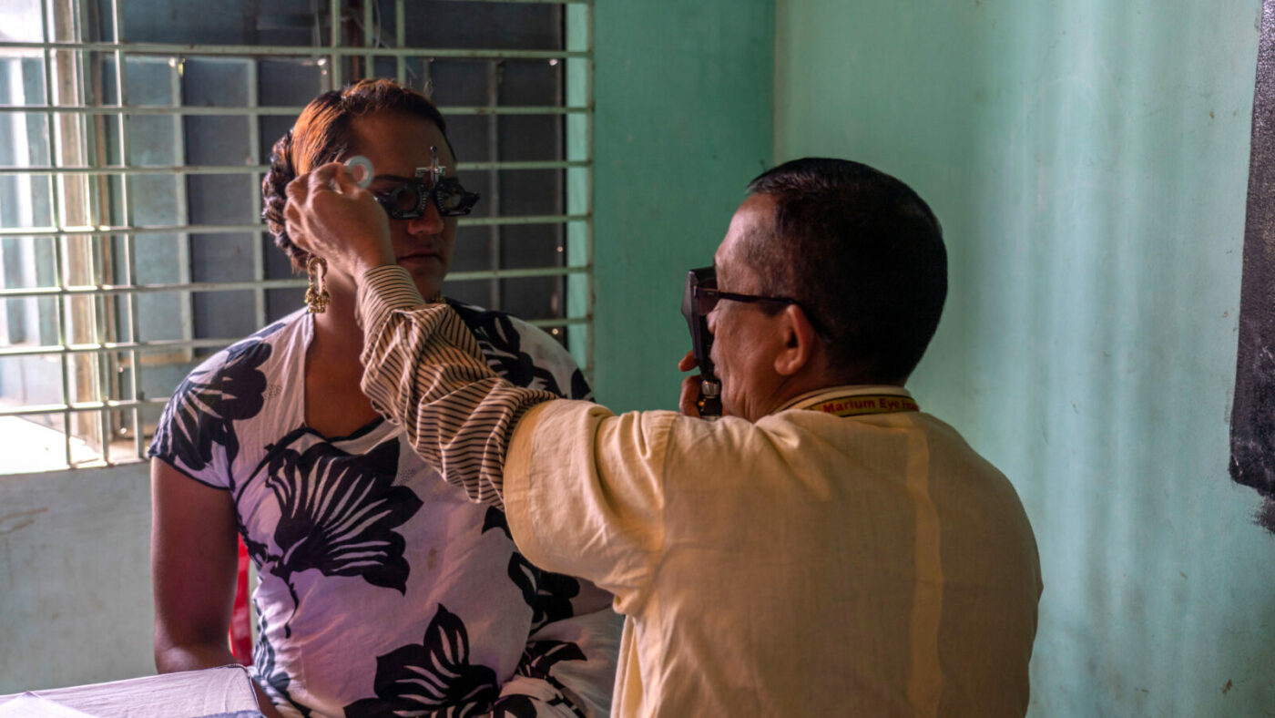 Women having sight checked.