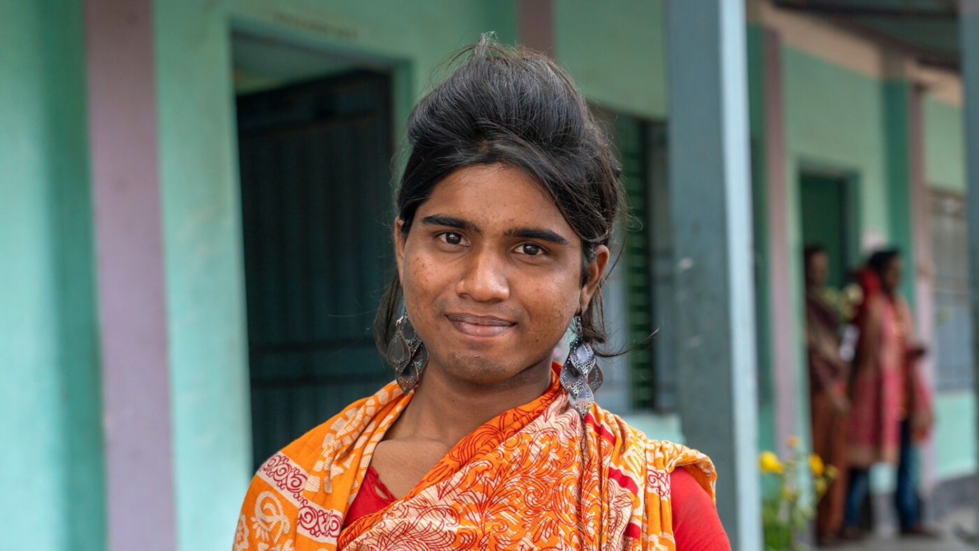 Someone smiling to camera.