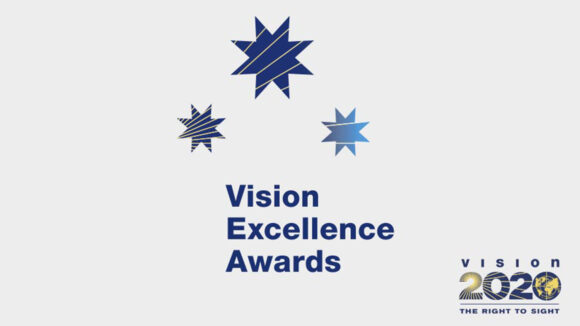 Text logo reading Vision Excellence Awards - Vision 2020 The Right to Sight