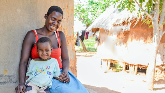 Tamara with her three-year-old son Daliso, who had successful surgery to remove his cataracts.