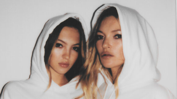 Kate Moss and her daughter wearing merchandise from the Eyescapes range.