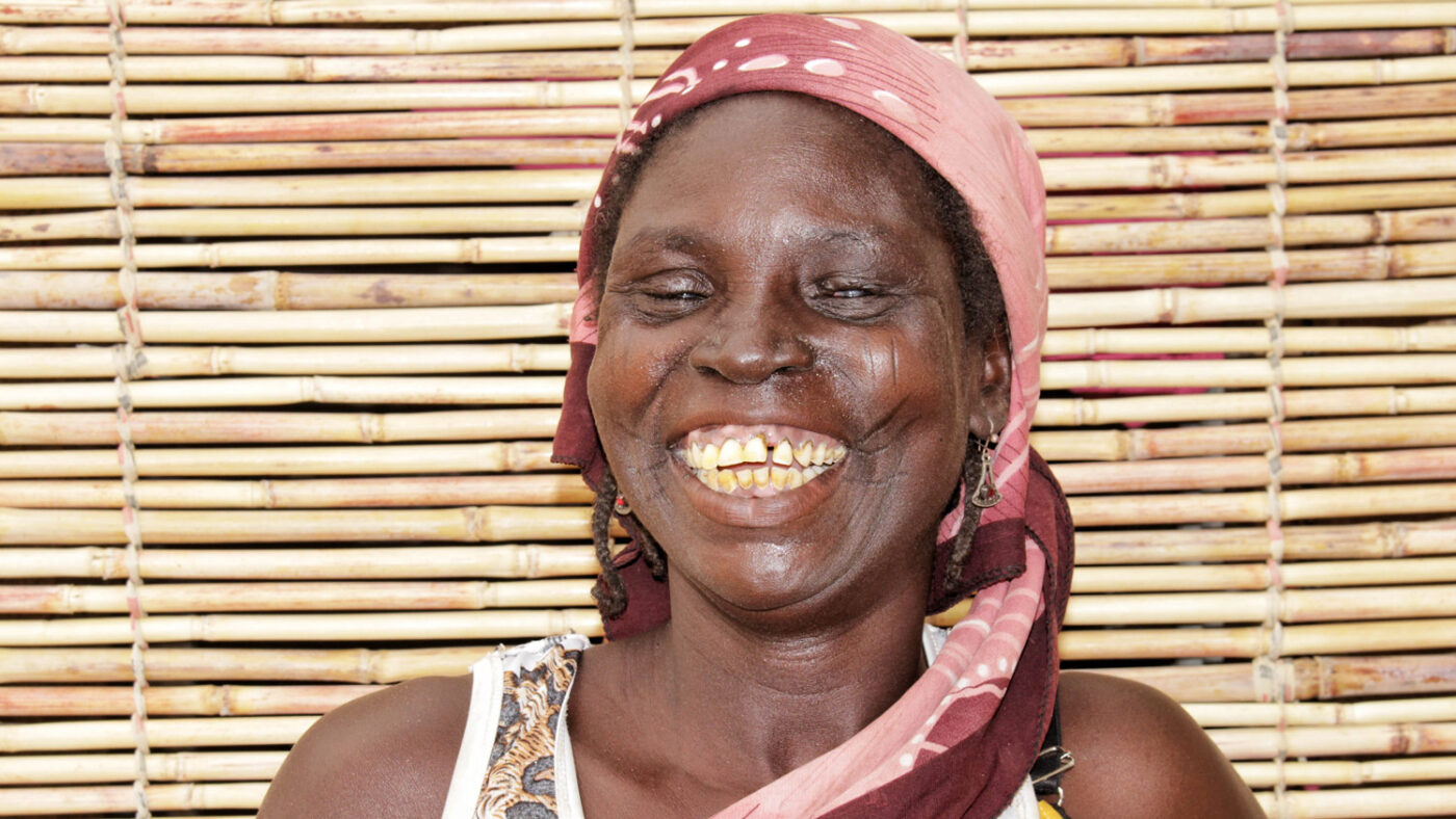 Zuwaira smiling at the camera after her successful trichiasis surgery.