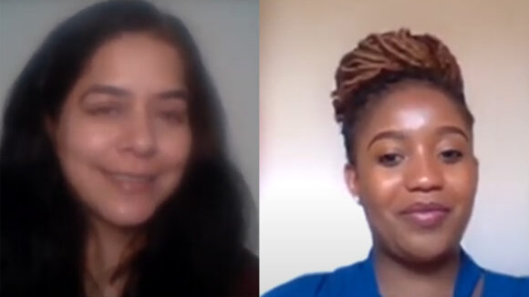 A screengrab from Sumrana Yasmin and Mutave Mutemi video interview.