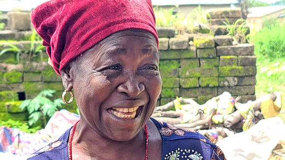 Awaou smiles and talks following her eye surgery.