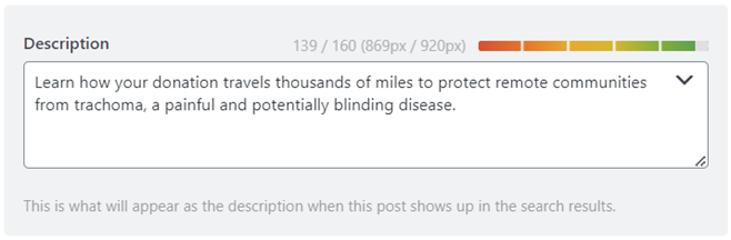 A screenshot of the edited page description: 