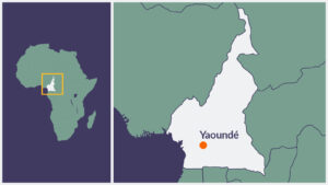 A map of Cameroon, with Yaounde highlighted.