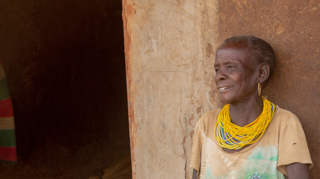 Veronica at home after her cataract operation.