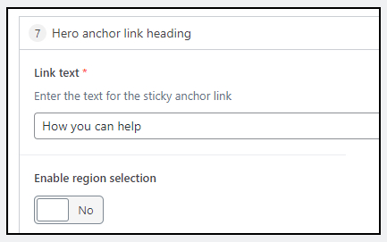 A screengrab of a Wordpress window showing the anchor link heading box, which contains the text 'How you can help'.