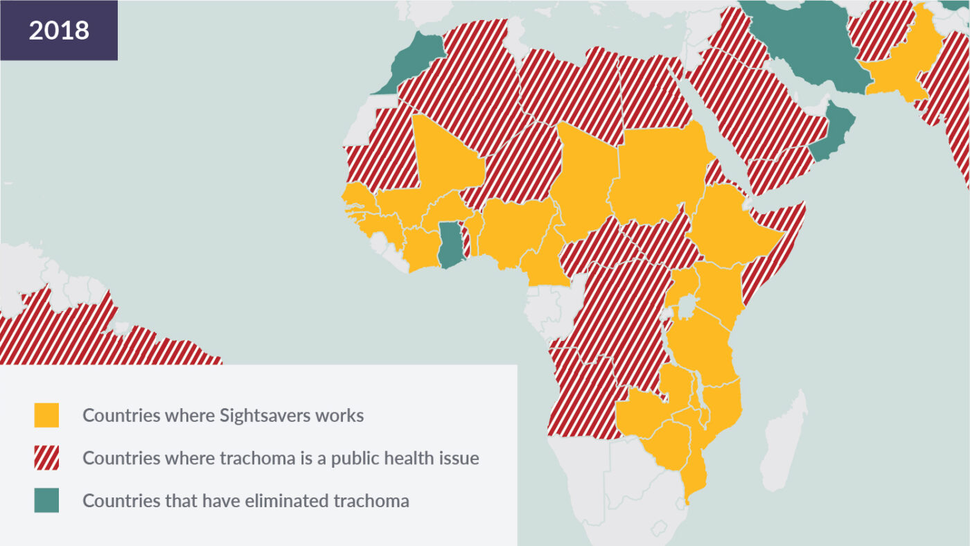 Map of Countries affected by Trachoma in 2018