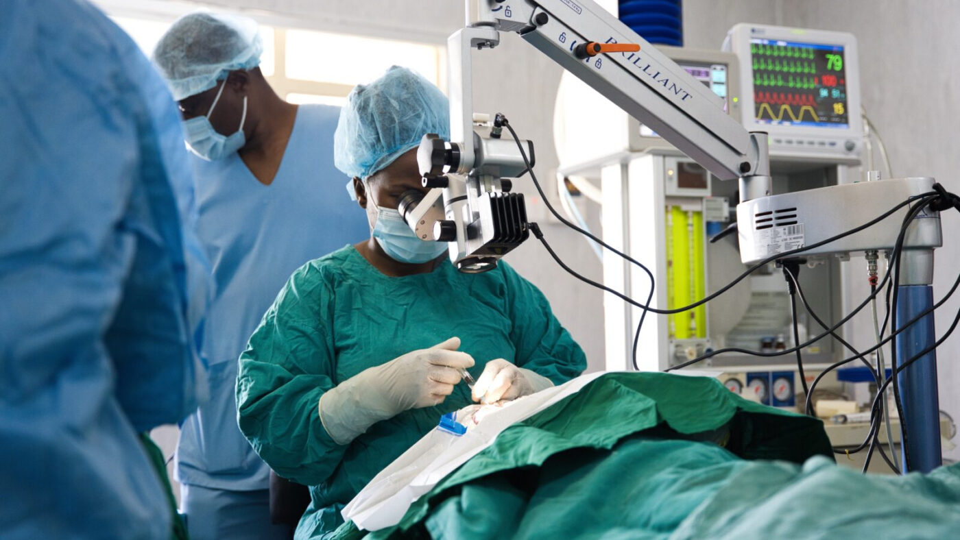 Dr Mgaya performs cataract surgery.