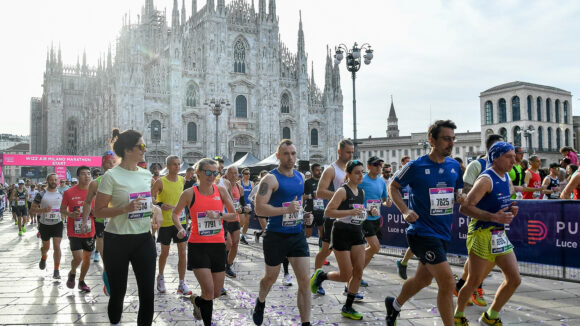 Runners at the Milan marathon.