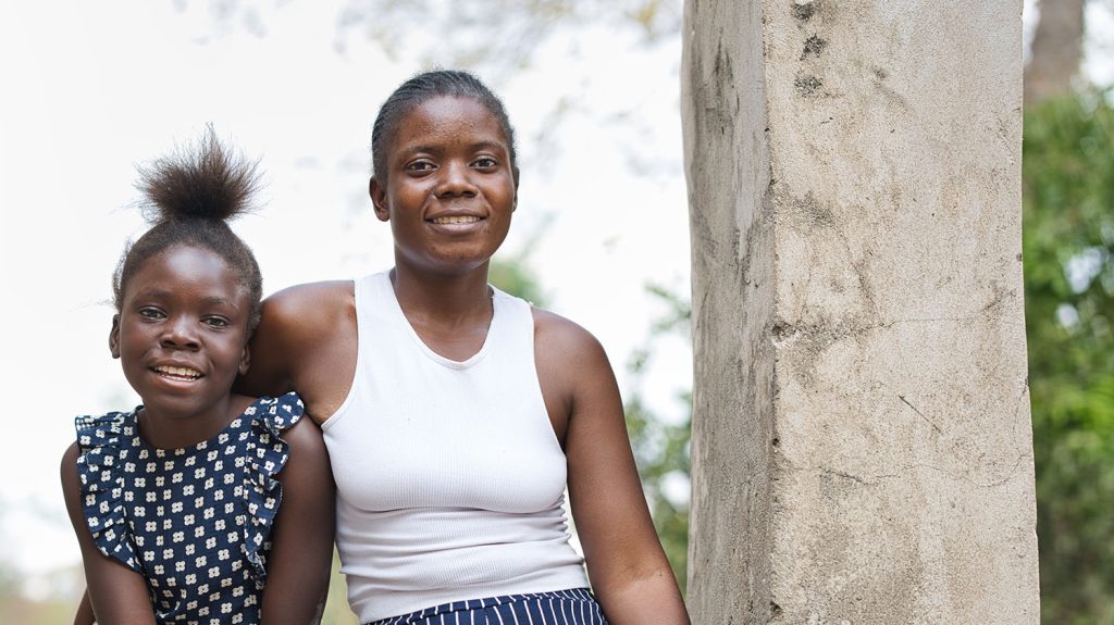 Luyando sits with her mother Martha outside.